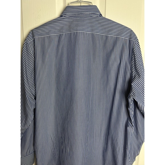 Lauren Ralph Lauren Mens Dress Shirt Size 16 1/2  32/33 Slim Fit Blue Stripe F18 - Picture 10 of 12